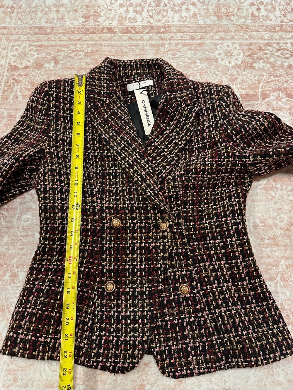 NWT 🥀 Commense Tweed Belted Double Breasted Jacket - Picture 13 of 15